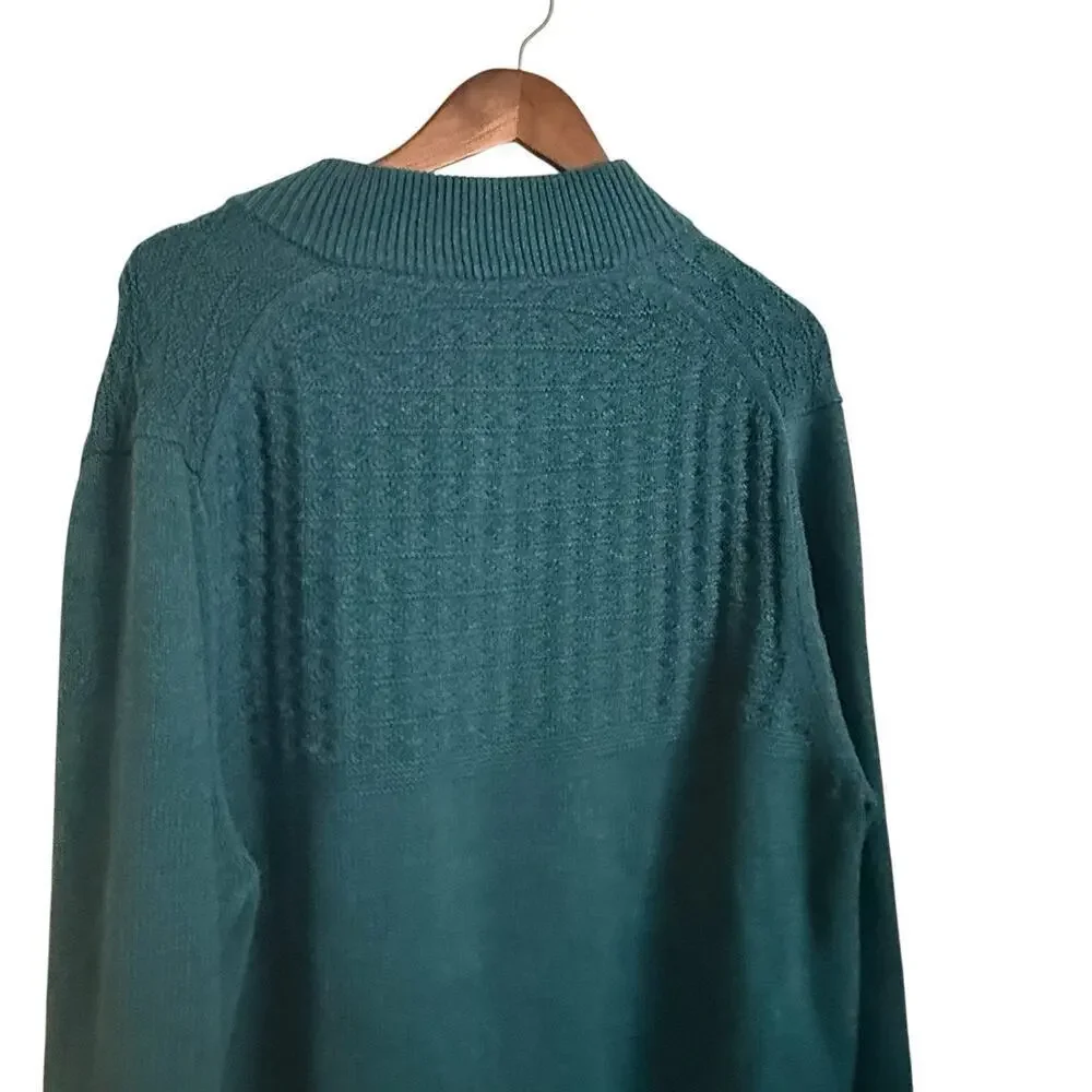 Tommy Bahama Men’s XL Blue Mock Neck Cotton Blend Sweater Pullover Button Knit